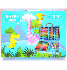 Набор для рисования 128 предметов, голубой чемоданчик