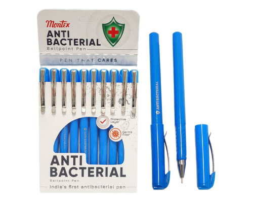 Ручка шариковая cиняя, ANTIBACTERIAL Montex