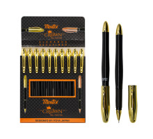 Pix cu bila, 0.5mm, albastru, corp plastic negru, CROWN, Montex