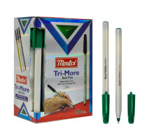 Pix cu bila, 1.0mm, verde, corp plastic alb, TRIMORE, Montex