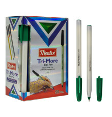 Pix cu bila, 1.0mm, verde, corp plastic alb, TRIMORE, Montex
