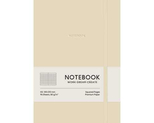 Carnet A5, 96 foi, matem., PU, coperta moale, bej, A5-7132K (12)