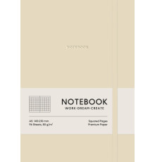 Блокнот A5, 96л., клетка, ПУ, мягкая обложка, бежевый, A5-7132К (12)