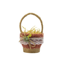 Decor de Paste Cosulet cu puisori 13cm, culori in asortiment