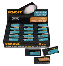 Ластик прямоугольный, черный, Eco-PVC, в картонном дисплее, 4907SCH SCHOLS (30/1500)