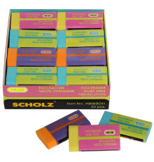 Ластик прямоугольный, ассорти, Eco-PVC, в картонном дисплее, 4908SCH SCHOLS (32/1152)