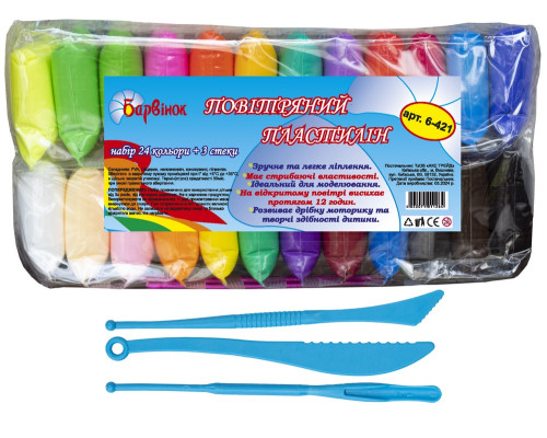 Set modelin 24 culori, +3 cutite, 6-421, БАРВ (24/96)