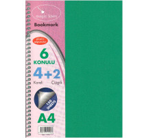 Carnet А4 plastic cu spirala 150foi, cu 6 separatoare GINGKO