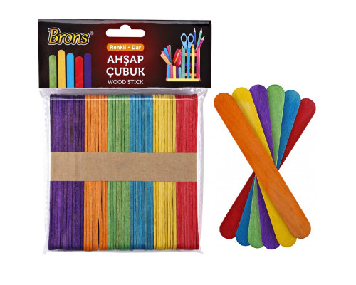 Счетные палочки, плоские, дерево, 150*18 mm. 6цветов, 50 шт, BR-903 (50/100)