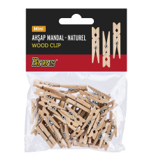 Набор прищепок деревянных, мини, 25мм. 22шт. BR-909 (50/200)
