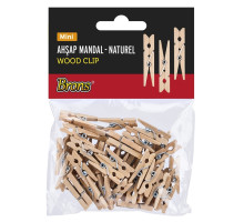 Набор прищепок деревянных, мини, 25мм. 22шт. BR-909 (50/200)