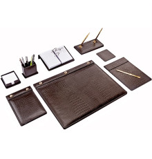 Настольный набор из 9 предметов, коричневый, эко кожа BR-0911