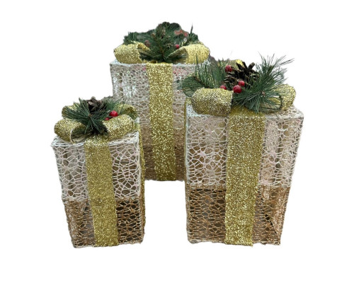 Set 3 cutii decorative cu luminite LED (8) Set 3 cutii decorative cu luminite LED (8)