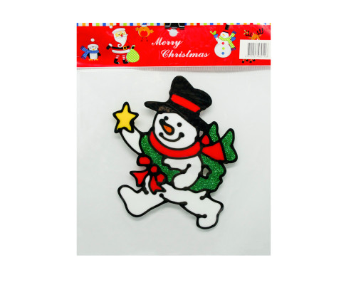 Наклейки новогодние силиконовые, 17x13см, 4 дизайна *0116 (960)