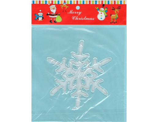Наклейки новогодние для окон, "Снежинка" глиттер, ассорти S10-20 (960)