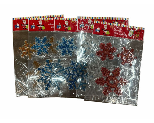 Наклейки новогодние силиконовые, "3 Снежинки" *0253 (720)