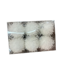 Set globuri de Crăciun, 6cm, 6buc, alb, pufos,S10-30 (120)