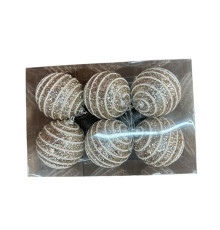 Набор новогодних шаров, 7см, 6шт., белый/золото, S10-31 (72)