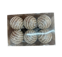 Set globuri de Crăciun, 7cm, 6buc, alb/aur, S10-31 (72)