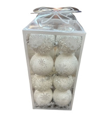 Набор новогодних шаров, 6см, 16шт., белый, S10-32 (50)