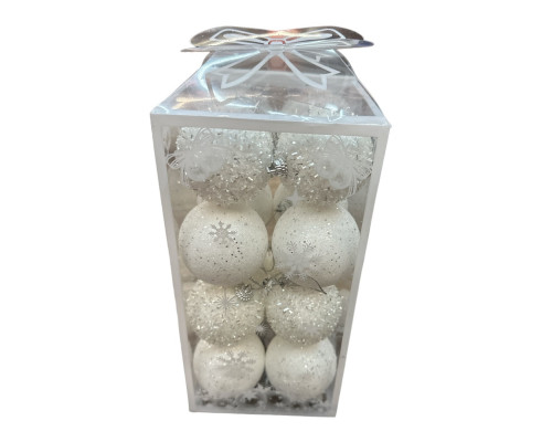 Set globuri de Crăciun, 6cm, 16buc, alb, S10-32 (50)