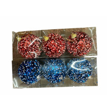 Набор новогодних шаров, 8см, 3шт., ассорти красный/зеленый, S10-34 (128)