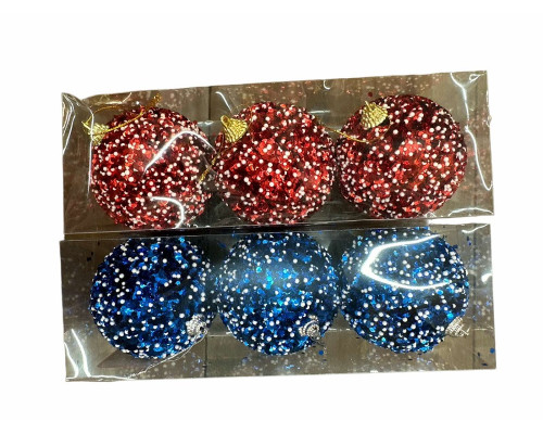 Set globuri de Crăciun, 8cm, 3buc, asorti rosu/verde, S10-34 (128)