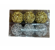 Set globuri de Crăciun, 8cm, 3buc, asorti alb/aur, S10-35 (128)