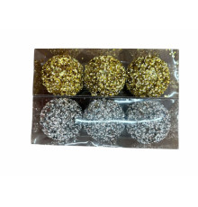 Set globuri de Crăciun, 8cm, 3buc, asorti alb/aur, S10-35 (128)