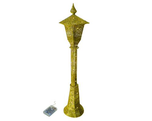 Фонарь большой новогодний с LED подсветкой 1,25 м. золото (8)