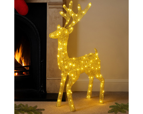 Олень новогодний с LED подсветкой 0,8 м. золото (8)