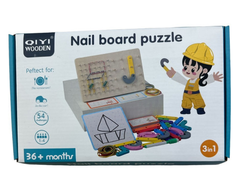 Joc educativ din lemn "NAIL BOARD" 54 sarciniS3-7 (48) Joc educativ din lemn "NAIL BOARD" 54 sarciniS3-7 (48)