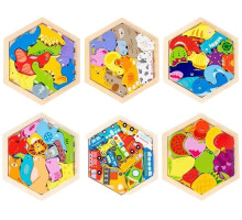 Joc - puzzle din lemn, asorti, Hexagonal S3-22 (120)