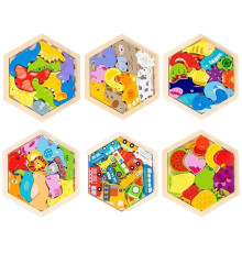 Joc - puzzle din lemn, asorti, Hexagonal S3-22 (120)