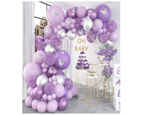 Set "OH BABY" Violete, baloane asorti+ accesorii,157buc. S11-5 (50)