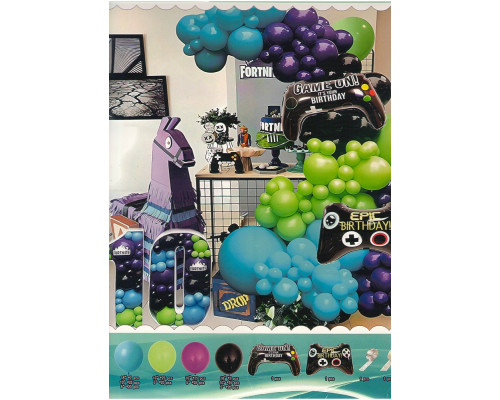 Набор "HAPPY BIRTHDAY" Game on!, надувные шары ассорти+аксесуары, 189шт. S11-6 (50)
