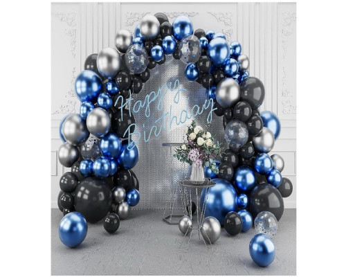 Set arcada baloane Happy Birthday, 168 piese, Baloane Metalizate Cromate 168 piese S11-7 (50)