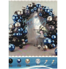 Набор "HAPPY BIRTHDAY" Blue, надувные шары ассорти+аксесуары, 168шт. S11-7 (50)