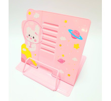 Подставка для книг, mеталл, 210*230 мм. розовая "Зайчик" (12)