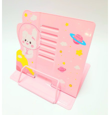 Подставка для книг, mеталл, 210*230 мм. розовая "Зайчик" (12)