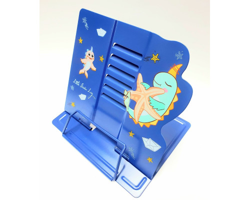 Подставка для книг, mеталл, 210*230 мм. синяя "Море" (12)