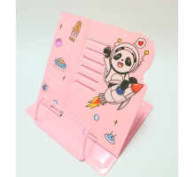 Подставка для книг, mеталл, 210*230 мм. розовая "Панда" (12)