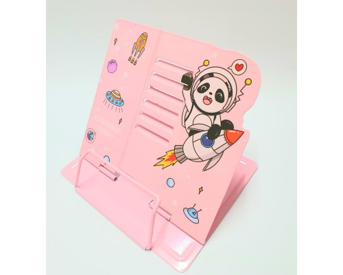 Подставка для книг, mеталл, 210*230 мм. розовая "Панда" (12)