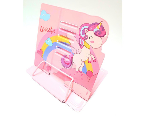 Подставка для книг, mеталл, 210*230 мм. розовая "Eдинорог" (12)