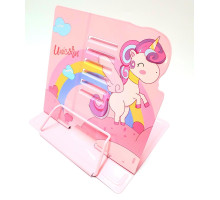 Подставка для книг, mеталл, 210*230 мм. розовая "Eдинорог" (12)