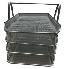 Tava p-u documente metal 4 sectii orizontal, argintiu, (12)