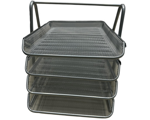 Лоток для бумаг 4-й метал. горизонтальный, серебро (12)