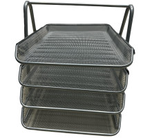 Лоток для бумаг 4-й метал. горизонтальный, серебро (12)