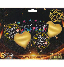 Набор "HAPPY NEW YEAR" MINI, надувные шары ассорти, 5шт. S11-17-2 (500)