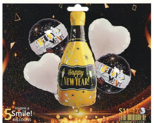 Набор "HAPPY NEW YEAR" MINI, надувные шары ассорти, 5шт. S11-17-5 (500)